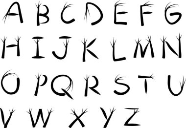 beyaz arkaplan, vektör, illüstrasyon üzerinde izole edilmiş çizgi film dekoratif alfabesi