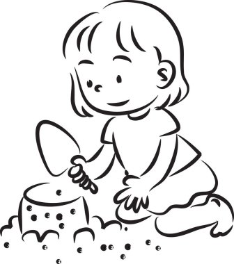 Çizgi film kızlarıyla vektör çizimi 