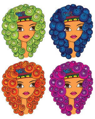 beyaz arka plan, vektör, illüstrasyon üzerinde izole güzel bayan çizgi film