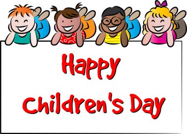 Bayrağı olan mutlu çocuklar.