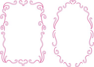 Beyaz arkaplan, vektör, illüstrasyon üzerinde izole çiçek çerçeveleri seti 