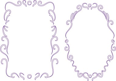 Beyaz arkaplan, vektör, illüstrasyon üzerinde izole çiçek çerçeveleri seti 