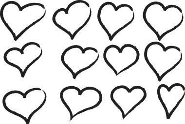 Güzel dekoratif kalp koleksiyonu, aşk konsepti 