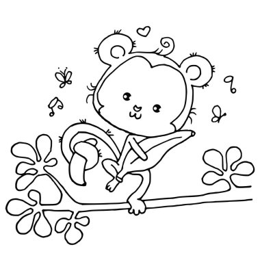 şirin karikatür maymun arkaplanı, vektör, illüstrasyon