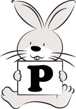 Hayvanlı P harfini çizen renk vektörü