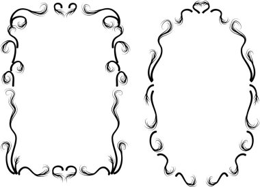 Beyaz arkaplan, vektör, illüstrasyon üzerinde izole çiçek çerçeveleri seti 