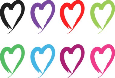 Güzel dekoratif kalp koleksiyonu, aşk konsepti 