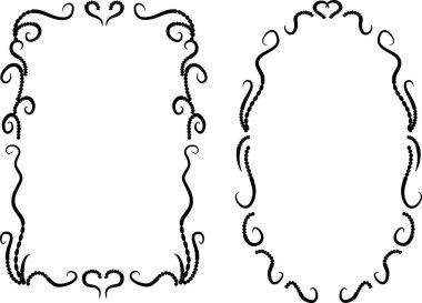 Beyaz arkaplan, vektör, illüstrasyon üzerinde izole çiçek çerçeveleri seti 