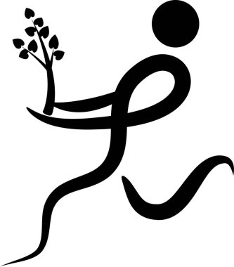 İnsan vücudunun kalp yapraklı ağacı tutarken çizilen fırça darbeleri, aşk konsepti 