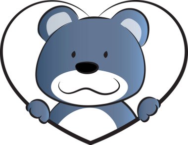 beyaz arka planda kalbi olan sevimli küçük bir ayı, romantik bir kavram. 