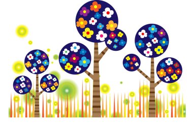 uzun ağaçlar çiziyor