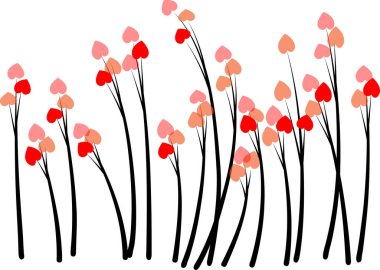 Beyaz arka planda kalbi olan bitkiler, aşk konsepti 