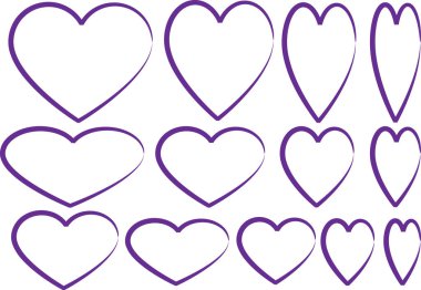 Güzel dekoratif kalp koleksiyonu, aşk konsepti 