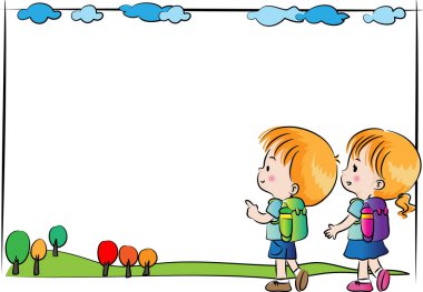 Okul çantalı bir çocuğun resmi.