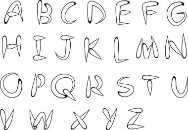 beyaz arkaplan, vektör, illüstrasyon üzerinde izole edilmiş çizgi film dekoratif alfabesi