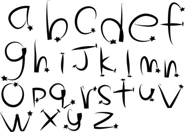 beyaz arkaplan, vektör, illüstrasyon üzerinde izole edilmiş çizgi film dekoratif alfabesi