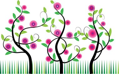 Beyaz arkaplanda izole edilmiş renkli çiçek kartı şablonu, vektör illüstrasyonu