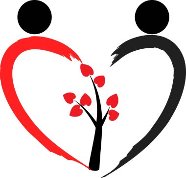 İnsan vücudunu ağaçla çizen fırça darbeleri, aşk konsepti 