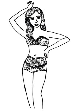 karikatür güzel kadın, vektör, illüstrasyon