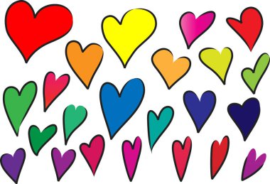 Güzel dekoratif kalp koleksiyonu, aşk konsepti 