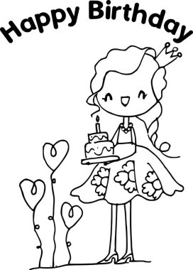 Çizgi film kızlarıyla vektör çizimi 