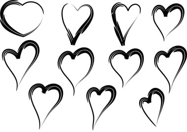 Güzel dekoratif kalp koleksiyonu, aşk konsepti 