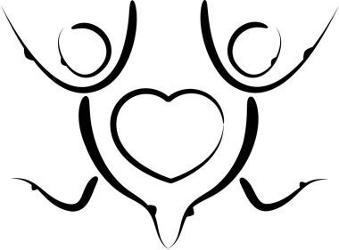 İnsan vücudunun kalp ve aşk konseptiyle çizilmiş fırça darbeleri. 