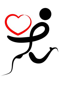 İnsan vücudunun kalp ve aşk konseptiyle çizilmiş fırça darbeleri. 