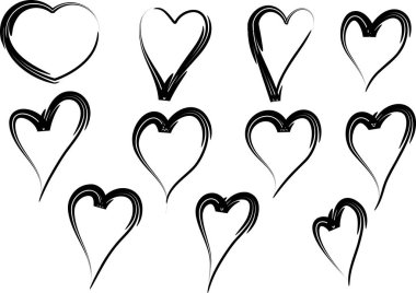 Güzel dekoratif kalp koleksiyonu, aşk konsepti 