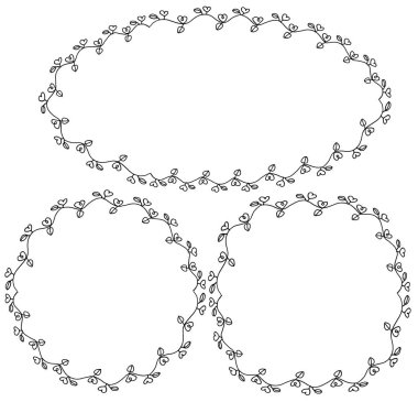 Beyaz arkaplan, vektör, illüstrasyon üzerinde izole edilmiş çiçekli güzel dekoratif çerçeveler. 