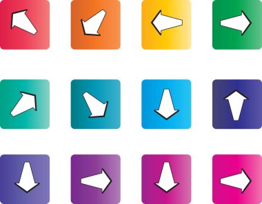 Beyaz arkaplanda düz ok simgeleri kümesi, vektör illüstrasyonu  