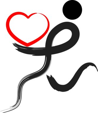 İnsan vücudunun kalp ve aşk konseptiyle çizilmiş fırça darbeleri. 