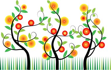 Beyaz arkaplanda izole edilmiş renkli çiçek kartı şablonu, vektör illüstrasyonu