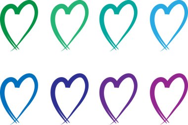 Güzel dekoratif kalp koleksiyonu, aşk konsepti 