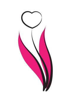 Beyaz arka planda izole edilmiş kalp şeklinde düz ikon, aşk konsepti 