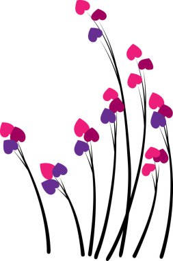 Beyaz arka planda kalbi olan bitkiler, aşk konsepti 