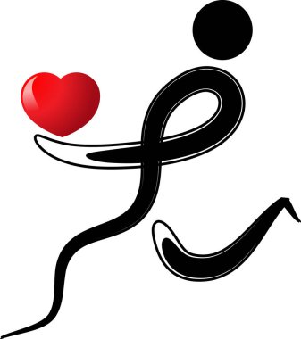 İnsan vücudunun kalp ve aşk konseptiyle çizilmiş fırça darbeleri. 