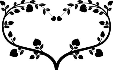 Beyaz arkaplanda ağaç dalları olan renkli düz kalp logosu, 