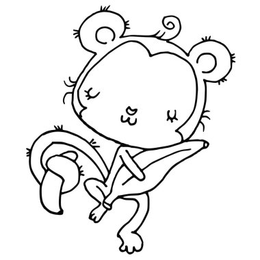 şirin karikatür maymun arkaplanı, vektör, illüstrasyon