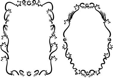 Beyaz arkaplan, vektör, illüstrasyon üzerinde izole çiçek çerçeveleri seti 