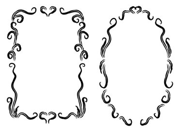 Beyaz arkaplan, vektör, illüstrasyon üzerinde izole çiçek çerçeveleri seti 