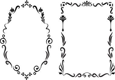 Beyaz arkaplan, vektör, illüstrasyon üzerinde izole çiçek çerçeveleri seti 