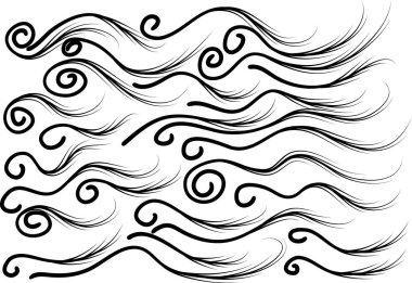 Beyaz arkaplanda izole edilmiş deniz dalgaları kümesi