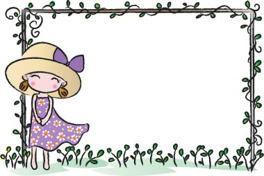 Çizgi film kızlarıyla vektör çizimi 