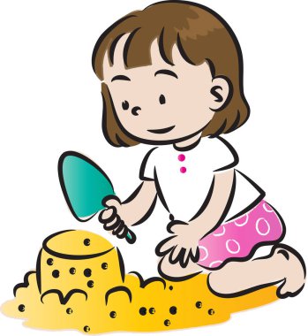 Çizgi film kızlarıyla vektör çizimi 