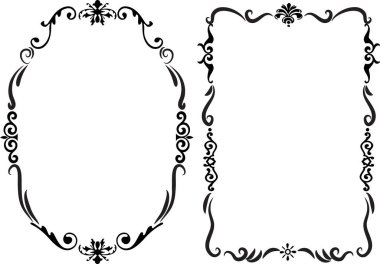 Beyaz arkaplan, vektör, illüstrasyon üzerinde izole çiçek çerçeveleri seti 