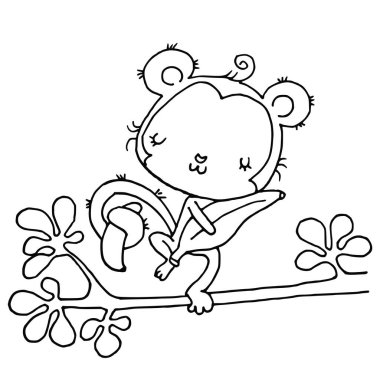 şirin karikatür maymun arkaplanı, vektör, illüstrasyon