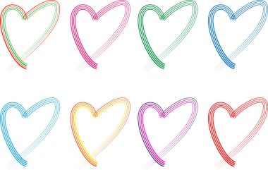 Güzel dekoratif kalp koleksiyonu, aşk konsepti 