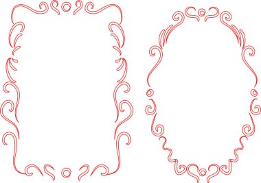 Beyaz arkaplan, vektör, illüstrasyon üzerinde izole çiçek çerçeveleri seti 