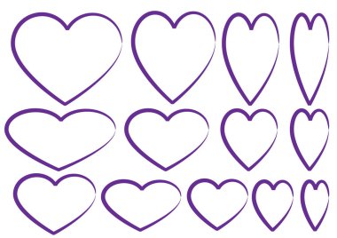 Güzel dekoratif kalp koleksiyonu, aşk konsepti 